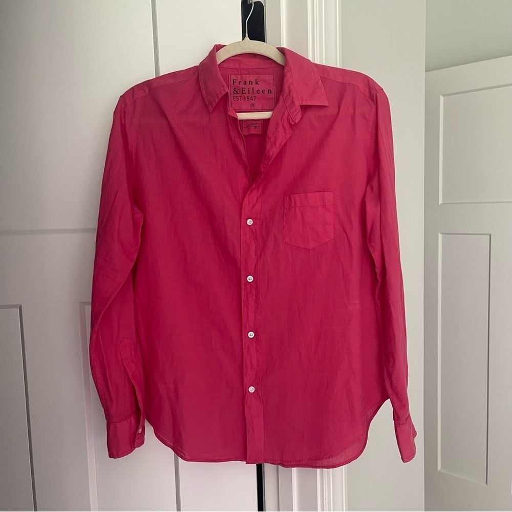 Frank &‎ Eileen Pink long Sleeve Top Eileen Button Down Blouse